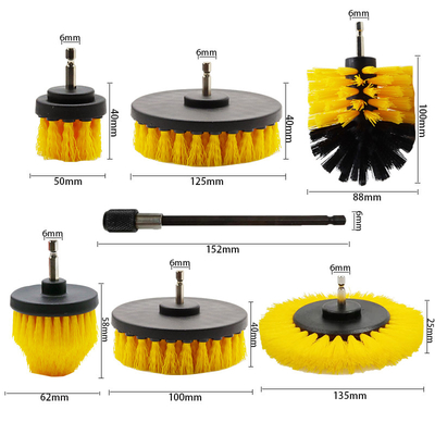 O purificador de nylon do poder da escova de limpeza da broca da cerda ajustou 7 PCes