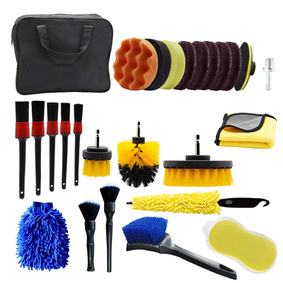 26 Pcs Kit de detalhamento do carro Kit de ferramentas internas e externas do carro Set de escovas de limpeza de perfuração