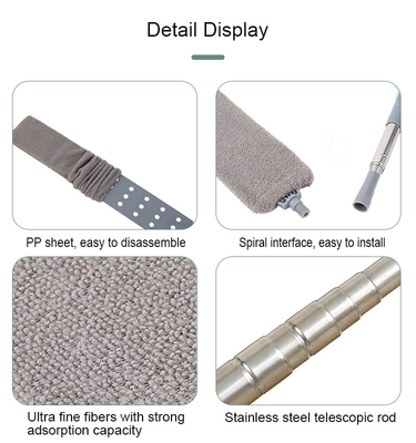 Extensão de telhado de poste telescópico limpo e lavável Microfibra Fluffy Duster