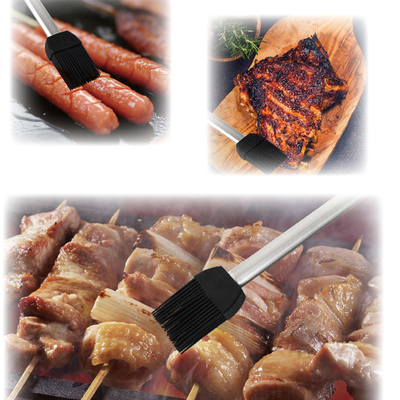 Resistente a altas temperaturas escova de silicone de churrasco de aço inoxidável alça escova de óleo de cozinha escova de churrasco de churrasco escova de bateria